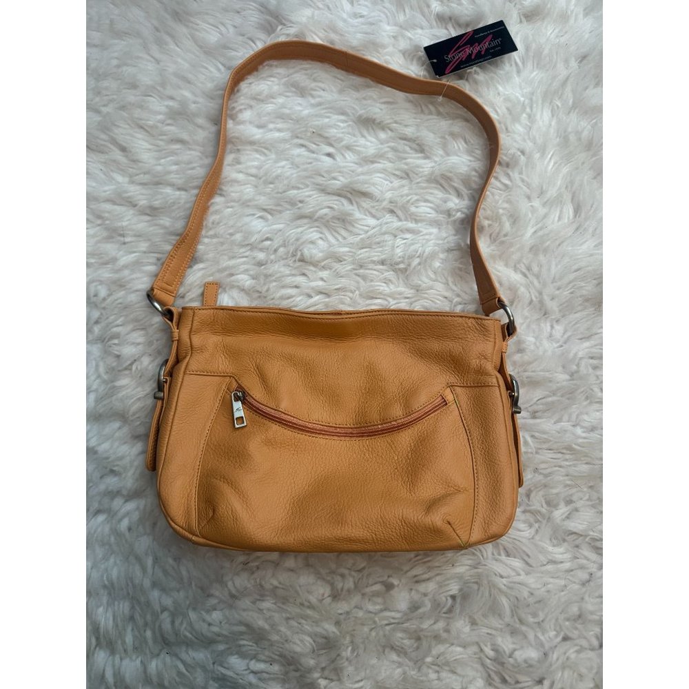 NWT NOS Stone Mountain Orange Leather Handbag Purse Sanibel Isle
